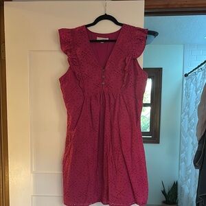 Fuschia Sleeveless Loft Dress with Ruffle Details